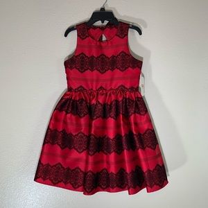 NWT GB Girls Red Black Sleeveless Formal Dress